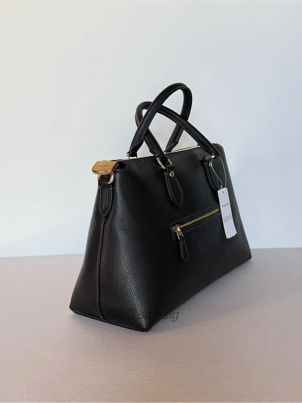 NWT Coach Georgia Black Handbag Pebble Leather | Structured Crossbody Purse